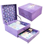 Disney Kit de Scrapbooking Enfant - Coffret Papeterie Fantaisie Carnet Stylo Strass Autocollants Idée Cadeau Stitch (Violet Reine des Neiges)