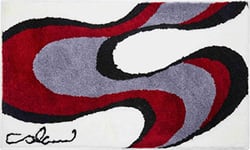 Grund Tapis de Bain Design COLANI, Ultra Doux et Absorbant, Antidérapant, 5 Ans de Garantie, Colani 11, Tapis de Bain 70x120 cm, Blanc Rouge