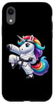 Coque pour iPhone XR Ceinture noire amusante licorne karaté athlète garçons filles enfants