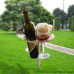 Table De Pique-Nique Pliante, Support De Verre À Vin De Pique-Nique De Camping, Table À Vin Ronde En Bois Pour Jardin Extérieur, Petit Casier À Vin Portable, Support De Téléphone