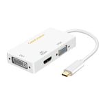 CableCreation Hub USB C 3 en 1 mâle vers DVI 4K VGA femelle Adaptateur USB C Type-C vers DVI/VGA pour MacBook(Pro)iPad Pro, Blanc