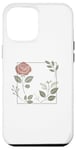 Coque pour iPhone 12 Pro Max Rose florale botanique, style minimaliste, roses d'amour