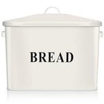 HaWare Bread Bin, Metal Bread Box for Kitchen Countertop, Large Bread Holder Loaf Storage Container - 34.1x19.1x24.5cm - Holds 2+ Loaves, Healthy, Space Saving & Farmhouse Style- Cream