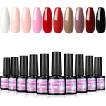 10 färger gellack, nagellack gel nagel soak off gellack UV nagellack nagelset,