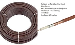 LABGEAR RG6 TV AERIAL DIGITAL SKY SATELLITE VIRGIN COAX CABLE BROWN 50M WIRE