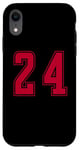 Coque pour iPhone XR Rouge Numéro 24 Équipe Junior Sports Uniforme Numéroté