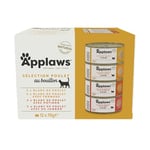 Applaws 100% Alimentation humide naturelle pour chat Sélection de poulet en bouillon pour chats adultes - 12 x 70g boîtes