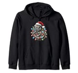 Bearded Dragon Christmas Lights Santa Hat Xmas Zip Hoodie