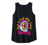 Womens Just A Girl Who Loves Skiing Winter Sports Ski Girl Kids Tank Top