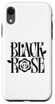 Coque pour iPhone XR Belle rose noire avec inscription en anglais « Minimalist »