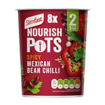 SlimFast Nourish Pot Spicy Mexican Bean Chilli, Ready Meal, Low in Sugar and Fat, Healthy Vegan Lunch, Source of Protein, Instant Noodles Alternative, Multipack, 8 x 60 g