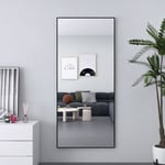 Miroir pleine longueur 180 x 80 cm, grand miroir de sol, miroir sur pied, chambre murale, dressing et miroir mural à cadre fin, Square - Noir