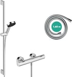 hansgrohe Pulsify Select S 24261000 Set de douche à économie d'eau avec mitigeur thermostatique Ecostat Fine avec douchette 8,2 l/min 8,2 l/min Barre de douche 90 cm, flexible de douche 160 cm et