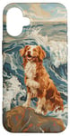 Coque pour iPhone 16 Plus Nova Scotia Toller Dog Mom Dad Kanagawa Art Beach