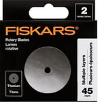 Fiskars 45mm Titanium Rotary Blades (2 Pack) - Rotary Cutter Blade Replacement - Crafts, Sewing, and Quilting Projects - Grey