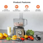 1200W Compact Food Processor and Blender,  Stainless Steel Blender-geepas