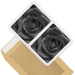 2 x Rectangle Stickers 7.5cm BW - Rose Macro Shot Water Droplets  #37626