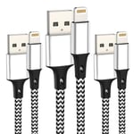 Câble Iphone Chargeur [1m+1m+2m/Lot De 3] Cable Lightning Nylon Tressé Câble Charge Rapide Compatible Avec Iphone 12/11 Pro Max /11 Pro /11 /Xs Max/Xr/Xs/X /8/8 Plus¿Ipad Air¿Ipod