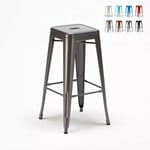 Tabouret de bar design industriel en acier et métal steel up Couleur: Gris