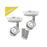 2-pack Trådlös Spotlight, Batteridriven Accentbelysning för Tavlor, Mini LED-Bildbelysning, Vägglampa, 4000k Ljus, 80 Lumen (Silver)