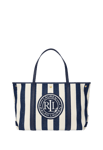 Lauren Ralph Lauren Striped Herringbone Large Emerie Tote Blå