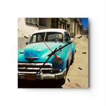 Horloge murale en verre 30x30cm Voiture classique cuba havane Wall Clock