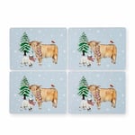 Cooksmart Pack of 4 Christmas Table Place Mats | Place Mats For Table With British Designs | Table Mats For All Types Of Kitchens - Christmas On The Farm