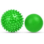 URAQT 2 Pièces Balles de Massage, Massage de Trigger Point, Boule Myofasicale, Boule d'exercice, Balle de Massage pour masser les pieds, dos, épaules, bras, Vert