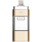 128 GB 3 i 1 USB minne Expansion Memory Stick Otg Pendrive För Iphone Ipad Android Pc(Guld) Guld 128 GB