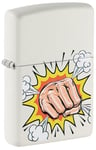 Zippo Briquet Tempête - Super Pouvoir - Blanc Mat & Imprimé Texturisé - Rechargeable, Garanti à Vie - Flamme Ajustable - Boîte Cadeau - Métal - Fabriqué aux USA