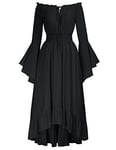 SCARLET DARKNESS Robe de Vampire Steampunk pour Femme, Robe MéDiéVale RéTro pour Femme Vintage, Robe Longue Noir XXL