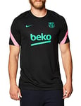 NIKE Fcb M Nk Brt STRK Top Ss Cl T-Shirt - Black/Black/Pink Beam/(New Green) (Full Sponsor-3RD), Small