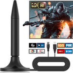 Nouvel Amplificateur 130KM Antenne TV Intérieure Puissante Pour 1080P 4K Tous Les Anciens et Smart TV,Antenne TV Portable Avec Puissant Signal Amplificateur De Base Magnétique Câble Coaxial(Q1222)