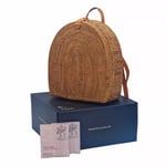 Crabtree & Evelyn Bali ATA Small Backpack Rattan Wicker Bag Straw Leather Straps