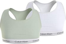 Calvin Klein GIRLS 2 Pack CK Bralette, 14-16 Years White/Lime New Logo