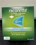 4 x Nicorette Nicotine 2mg Sugar Free Icy White Gum -210 Pieces.840 gums 2025/26