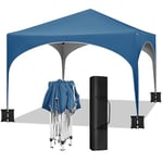 WOLTU Tente de Fête avec 4 Sacs de Sable,Tonnelle de Jardin, Pavillon Pop-Up avec Toit en Demi-Cercle,Tente Pliante pour Marché en Plein Air,Auvent Pliable Imperméable,Tente Pare-Soleil 3x3m Bleu