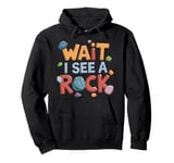 Wait I See A Rock Retro Geology Rockhounding Mineralogy Pullover Hoodie