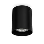 B.K.Licht spot en saillie rond, Ø 80mm, douille GU10 pour ampoule LED ou halogène de 50W max, spot plafond noir en métal, éclairage plafond moderne, profondeur 95mm, IP20