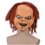 Heltäckande Chucky-mask i latex, vuxen herr kostymtillbehör för maskerad, Halloween-rekvisita