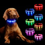 Light Up Dog Collar for Night, LED Dog Collar Lights Rechargeable with 7 Colors Change 8 Lighting Modes Glow in the Dark, Adjustable Waterproof Flashing Dog Collar for Small Medium Large Dog, Blue S