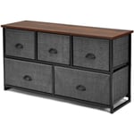 Commode a 5 Tiroirs avec Cadre en Metal Robuste, Meuble de Rangement Tiroirs en Tissu Amovibles, Style Industriel pour Chambre a Coucher, Salon,