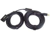 PremiumCord Câble d'Extension USB Actif avec Répéteur 25 m, USB A Femelle vers A Mâle, Câble USB 2.0 Haut Débit, 2X Blindé, AWG20/28, Couleur Noir, Longueur 25 m