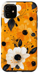 Coque pour iPhone 11 Motif floral floral rétro bohème jaune