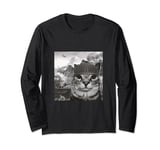 War Cat in the Battlefield, Kitten Soldier Selfie in Battle Long Sleeve T-Shirt