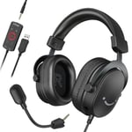 FIFINE Casque Gamer PC, Casque Gaming avec Micro pour PS4 PS5 Xbox Switch, avec Son Surround 7.1, Microphone détachable, boîtier de Commande, Prise Casque 3,5 mm