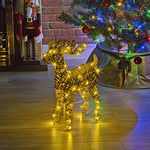 Light Up LED Reindeer Stags, 45cm Illuminated Christmas Decoration Ornament Figurines, Battery Powered 3xAA Christmas Display Decor (Golden Glitter)