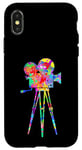 Coque pour iPhone X/XS Caméra vidéo Arc-en-ciel Art Splatter Film Lover Design