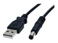 Startech.Com 2M Usb To Type M Barrel Cable - Usb To 5.5Mm 5V Dc Cable - Usb To Barrel Jack 5V Dc Plug (Usb2typem2m) - Strömkabel - Usb (Endast Ström) (Hane) Till Dc-Uttag 5,5 Mm (Hane) - 2 M - Formpressad - Svart