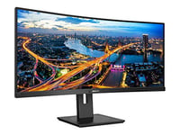 Philips 342B1C - 34 Inch WFHD Ultrawide Curved Monitor,75Hz, 4ms, VA, Speakers, Height Adjust, FlickerFree, USB Hub (2560 x 1080, 300 cd/m², HDMI/DP/USB3.2/USB-B)